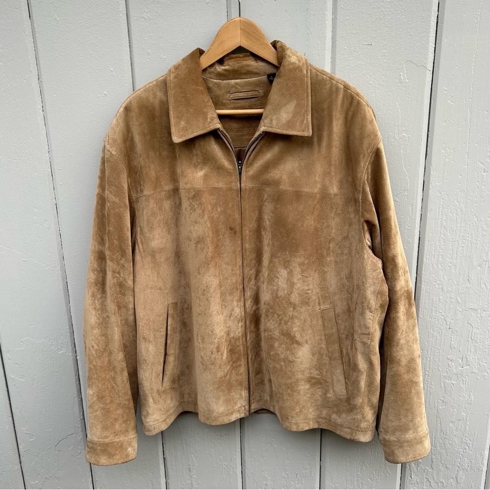 Vintage 90’s Zippered Suede Bomber Jacket in Tan